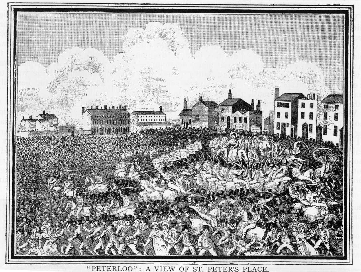Masakr v Peterloo, pohled na náměstí St. Peters Place od English School