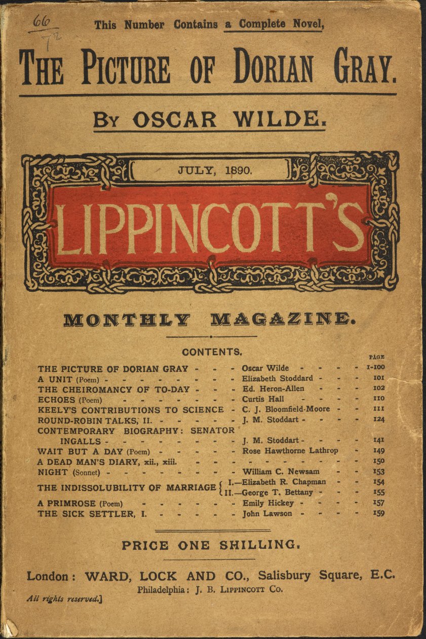 „Obraz Doriana Graye“ od Oscara Wilda, Lippincott