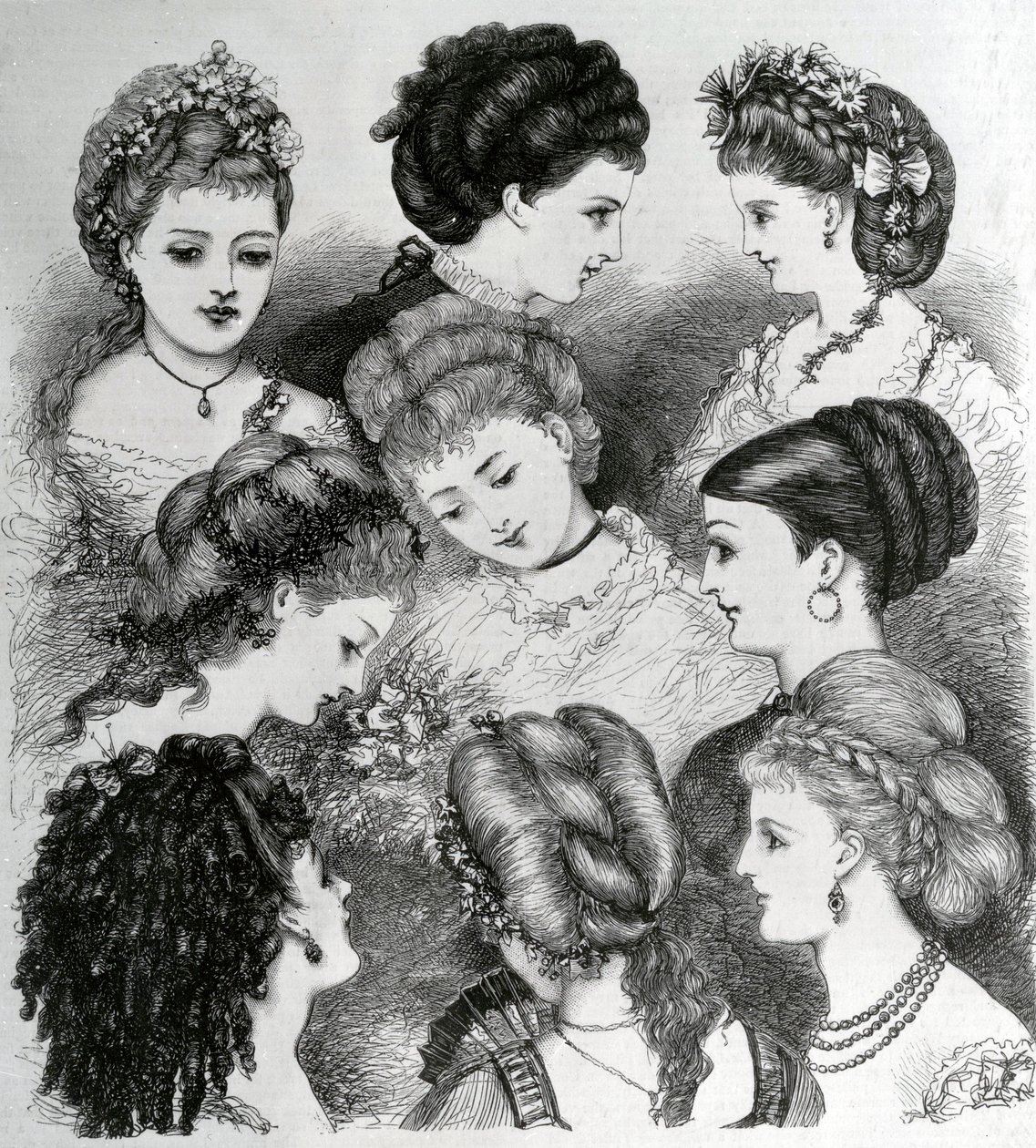 Současná móda ve vlasech, 1870 od English School
