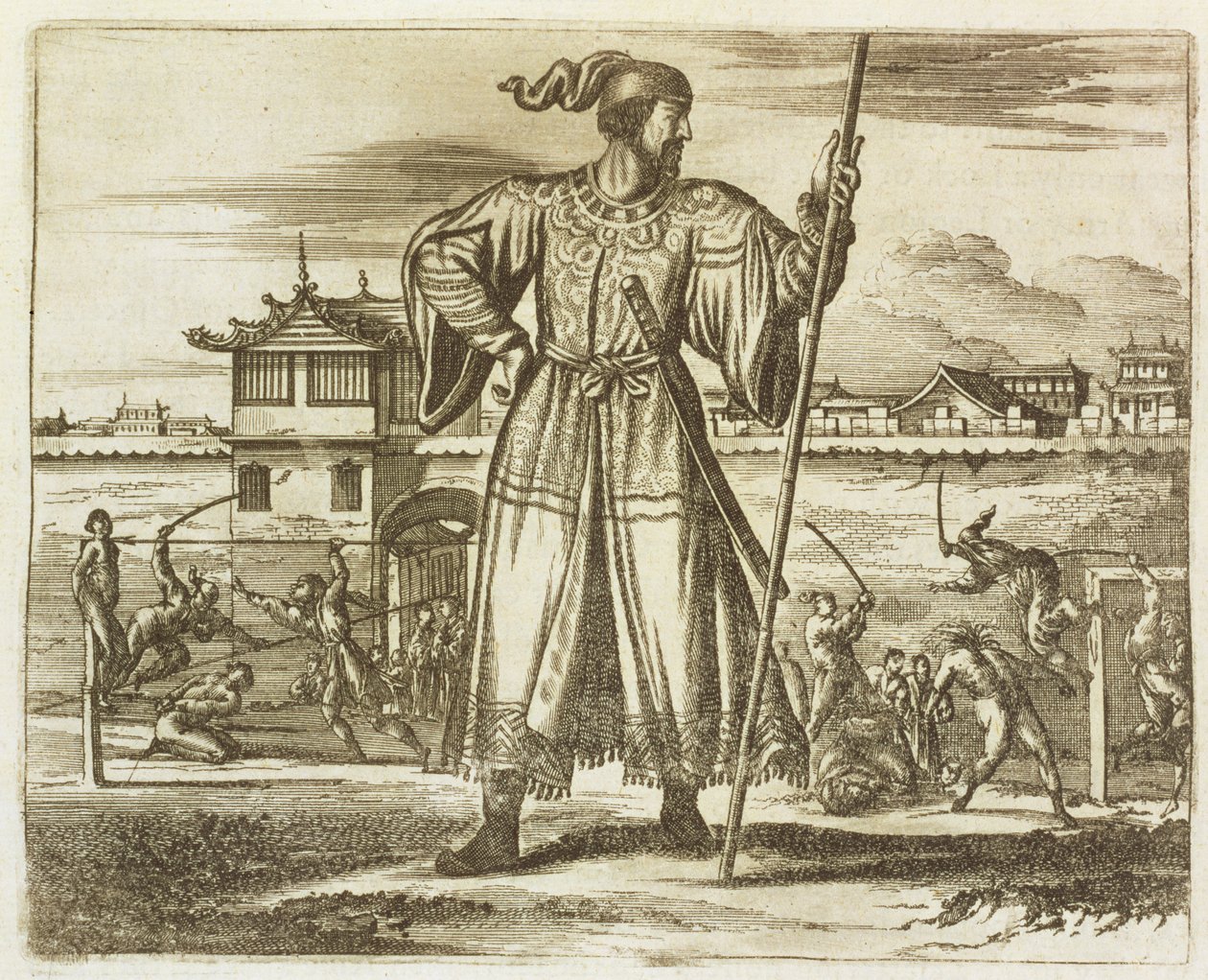 Generál čínské armády, ilustrace z popisu vyslanectví v Číně, 1690 od English School