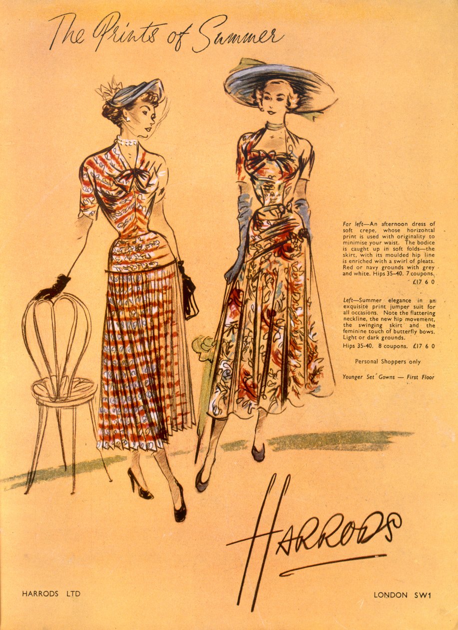 The Prints of Summer, z Harrods Ltd., červen 1948 od English School