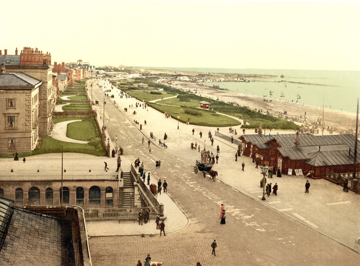 Promenáda a jezera, Southport (ručně kolorovaná fotografie) od English School