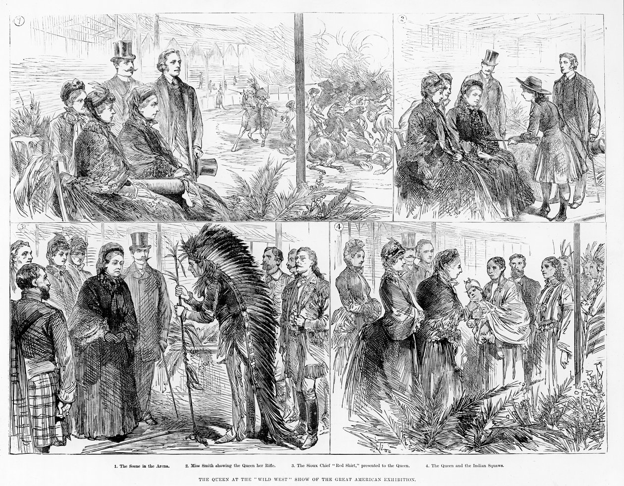 Královna na výstavě Divokého západu na Velké americké výstavě, 1887 od English School