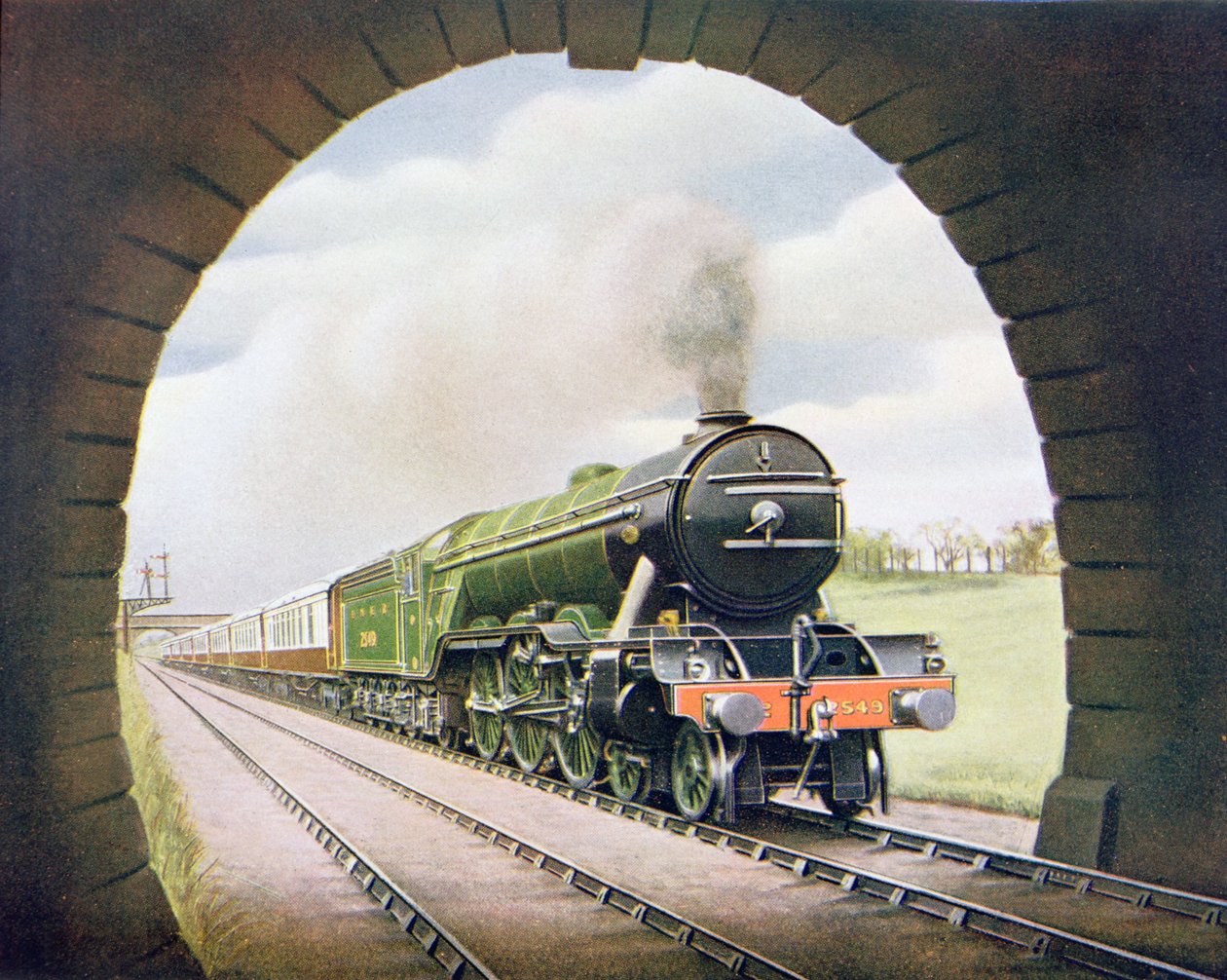 Skotská královna severovýchodní železnice, ilustrace z knihy The Wonder Book of Railways, čtrnácté vydání upravil Harry Golding, 1929 od English School