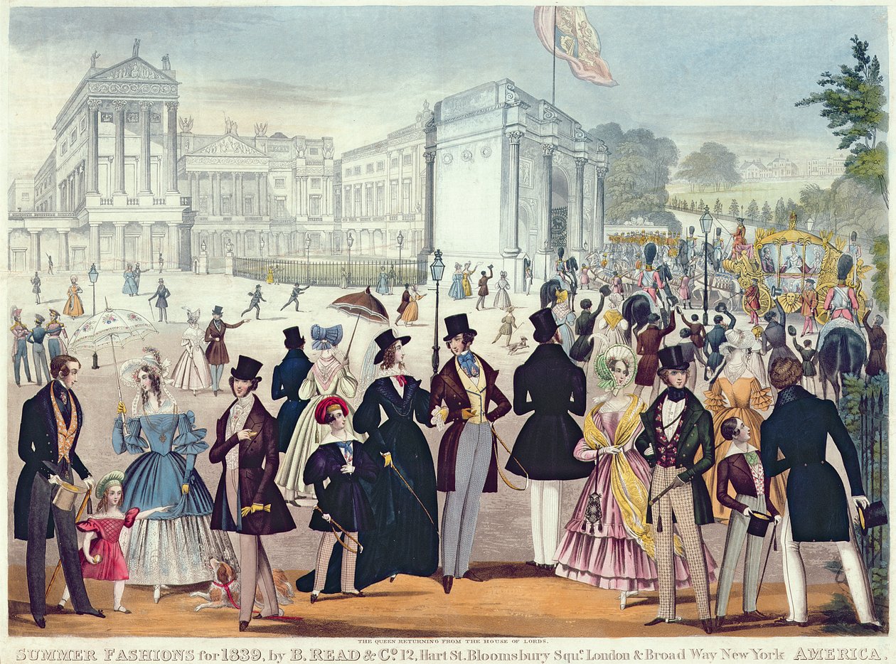 Královnin návrat ze Sněmovny lordů, 1839 (rytina s akvatintou) od English School