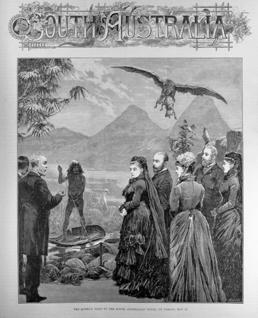 Návštěva královny na dvoře Jižní Austrálie v pátek 21. května 1886 z „The Illustrated London News“, 29. května 1886 (rytina) od English School