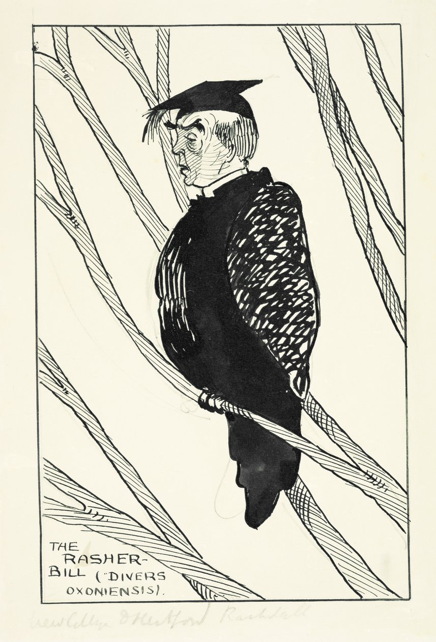 The Rasher-Bill (Divers Oxoniensis): Hastings Rashdall (1858-1924) (pero, inkoust a tužka na papíře) od English School