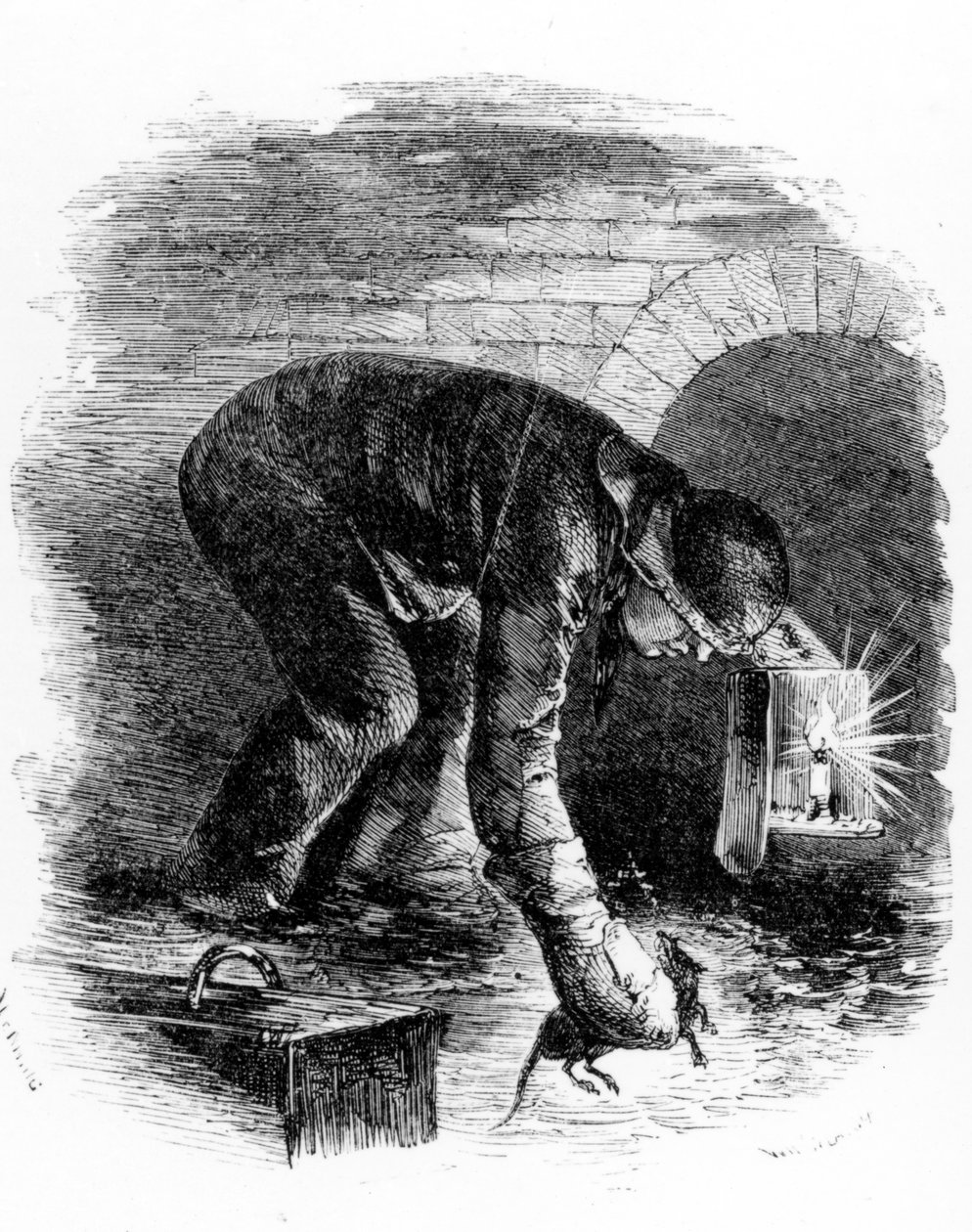 Krysaři ze stok, ilustrace z „Londýnské práce a londýnské chudiny“ od Henryho Mayhewa, kolem 40. let 19. století od English School