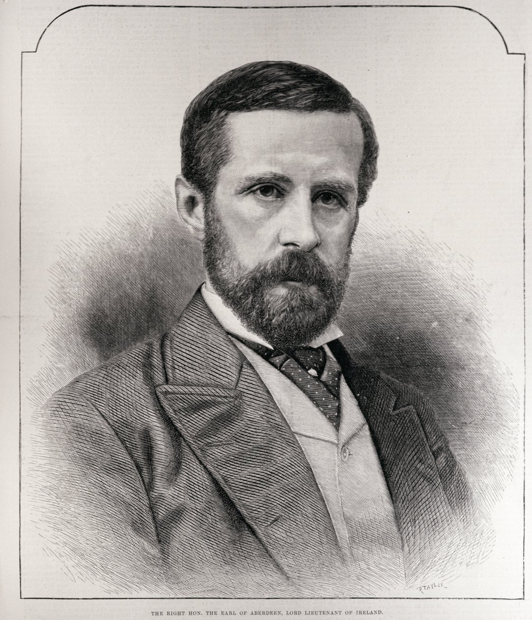 Správný Honza. Hrabě z Aberdeenu, lord Lieutenant of Ireland, vyrytý R. Taylorem, z „The Illustrated London News“, 13. března 1886 od English School