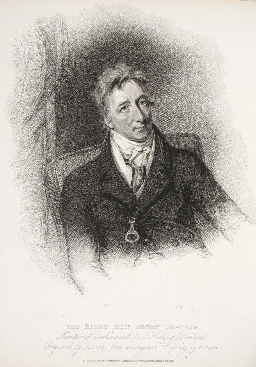 The Right Honorable Henry Grattan, eng J. Godby z orig. kresby A. Pope, 1810 od English School