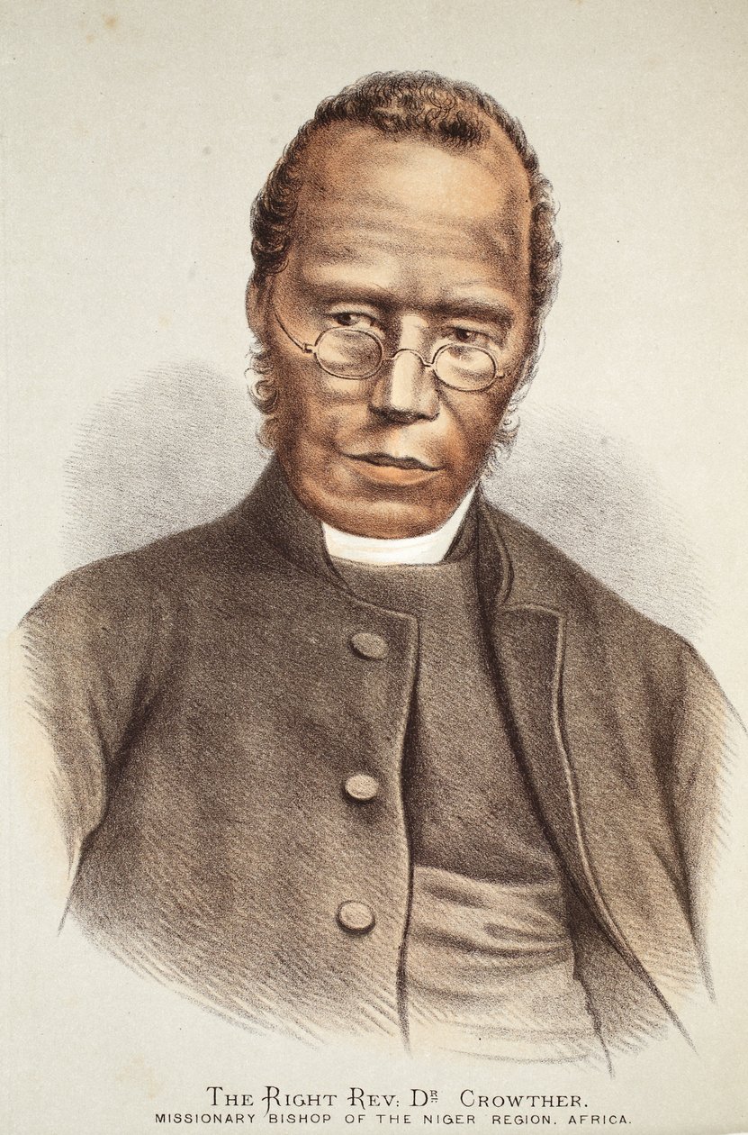 Pravý reverend Dr. Crowther, ilustrace z Obrazového vydání života a objevů Davida Livingstona od J. Ewinga Richieho, vydaného nakladatelstvím A. Fullarton & Co., 1876. od English School