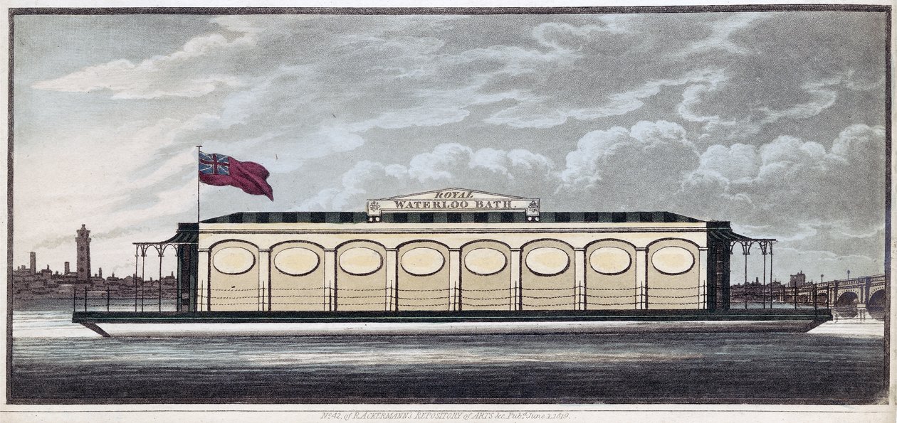 The Royal Waterloo Bath, hospoda. 1819 (barevná rytina) od English School