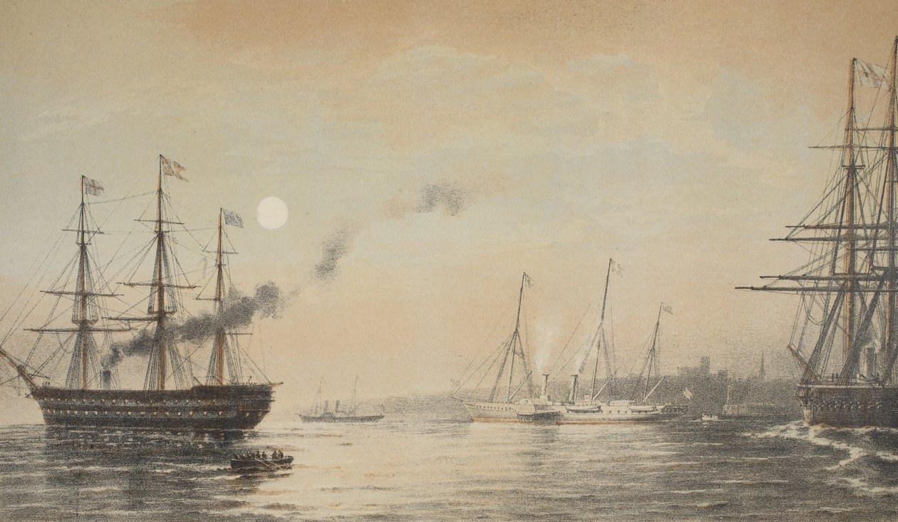Královská jachta off Margate večer 5. března 1863, z Památníku sňatku Edwarda VII. a Alexandry Dánské, hospoda. 1864 od English School