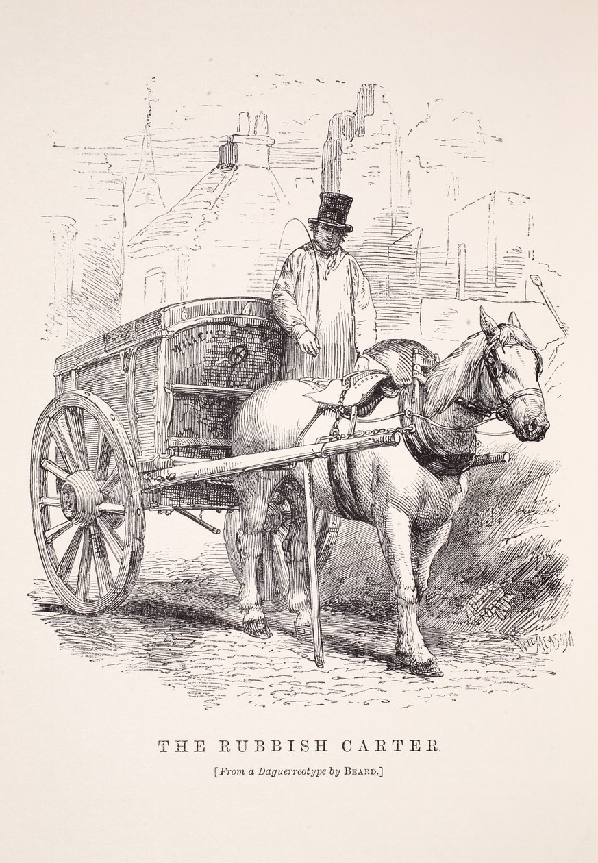 The Rubbish Carter, z daguerrotypie Richarda Bearda, ilustrace z London Labor a London Poor od Henryho Mayhewa, hospoda. 1862 od English School