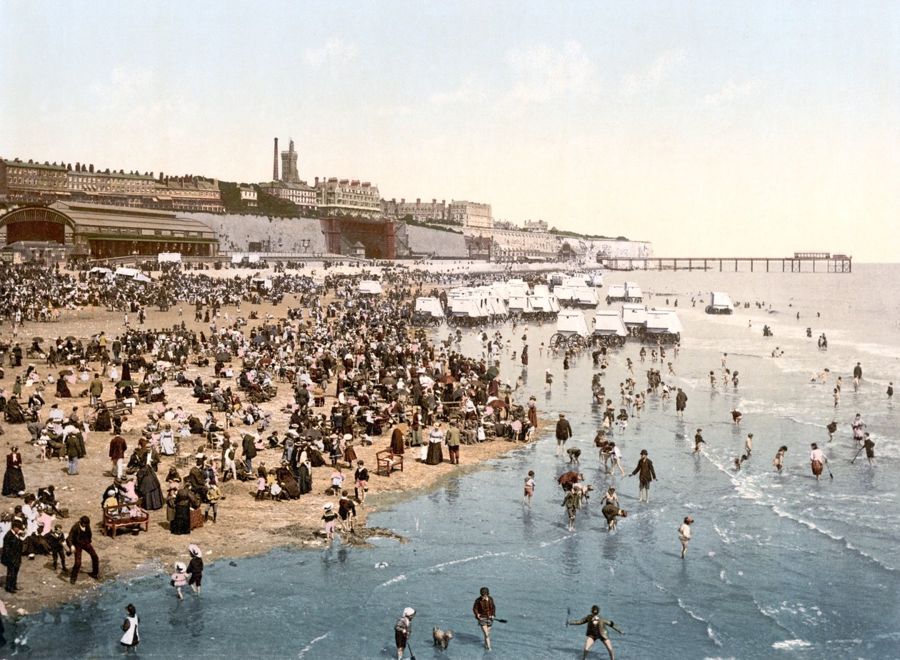 The Sands, Ramsgate (ručně kolorovaná fotografie) od English School