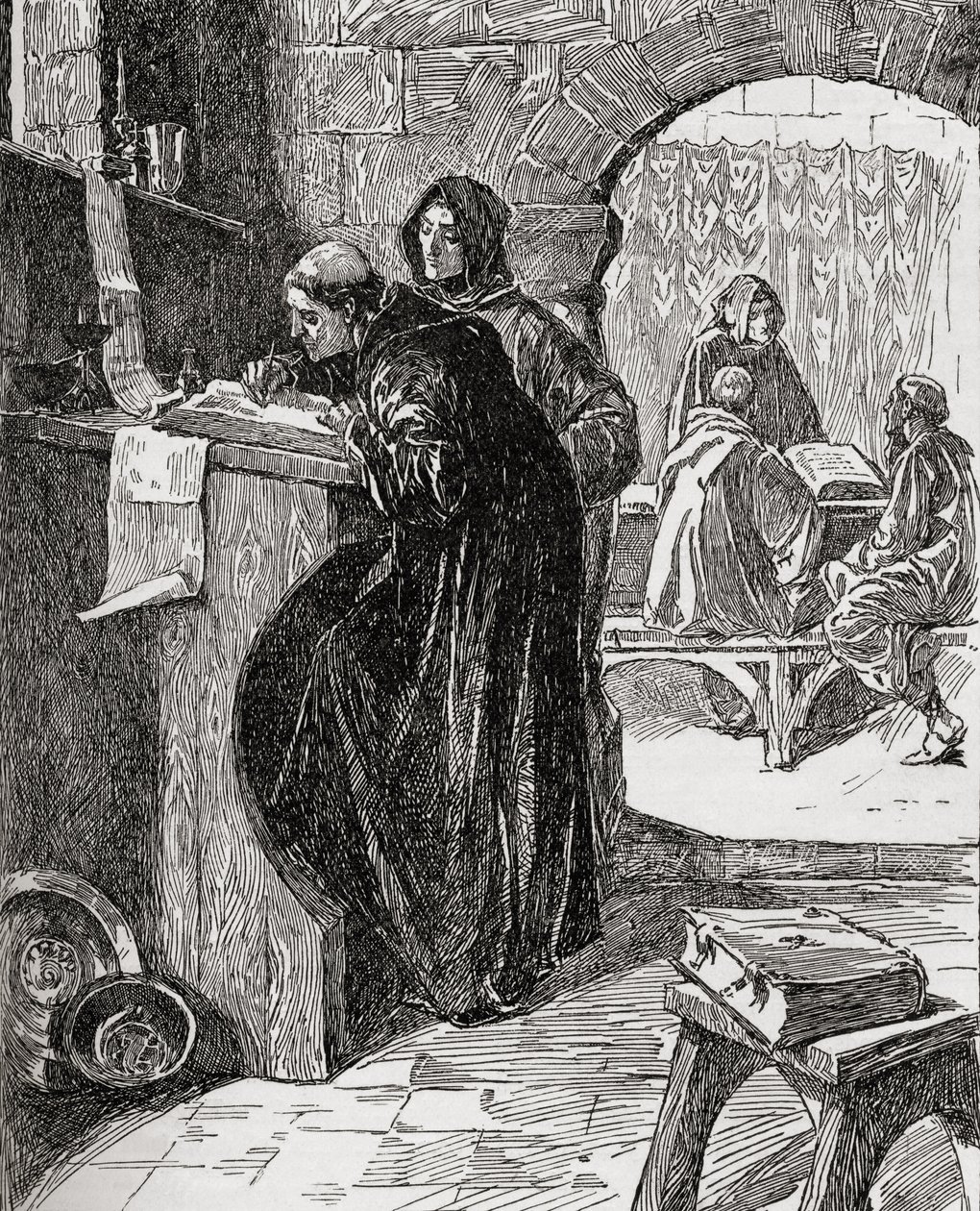 The Scriptorium of a Monastery, z knihy The Church of England: A History for the People, vydané kolem roku 1910 od English School