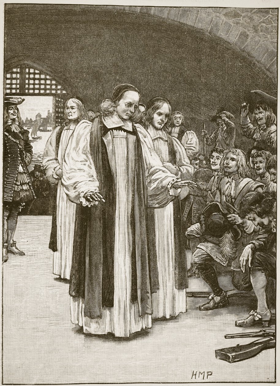Sedm biskupů vstupujících do Toweru, ilustrace z Cassells Illustrated History of England (sépiová fotografie) od English School