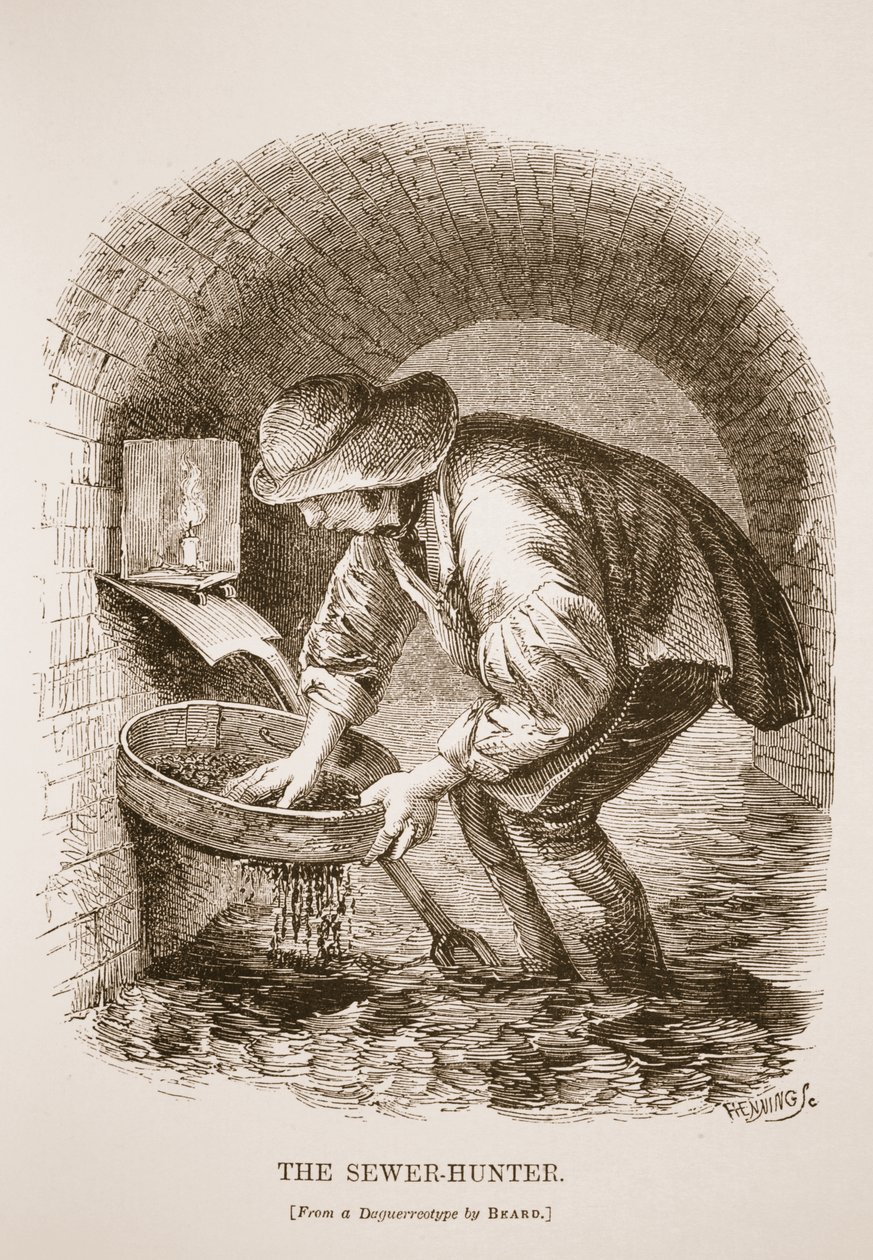 The Sewer-Hunter, z daguerrotypie Richarda Bearda, ilustrace z London Labour and London Poor od Henryho Mayhewa, hospoda. 1862 od English School