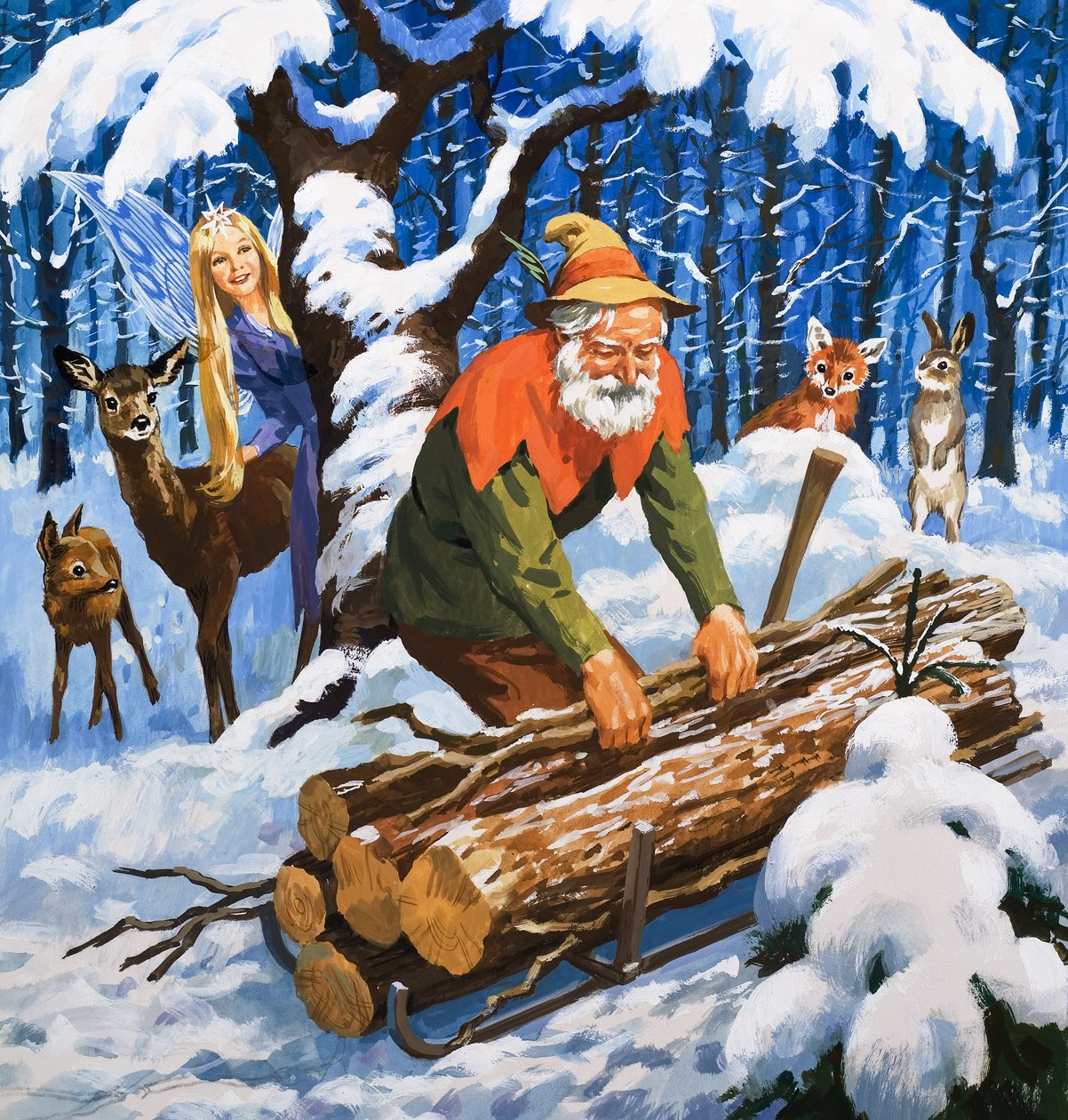 Sněhová víla, ilustrace z filmu "Bylo nebylo" (kvaš na papíře) od English School