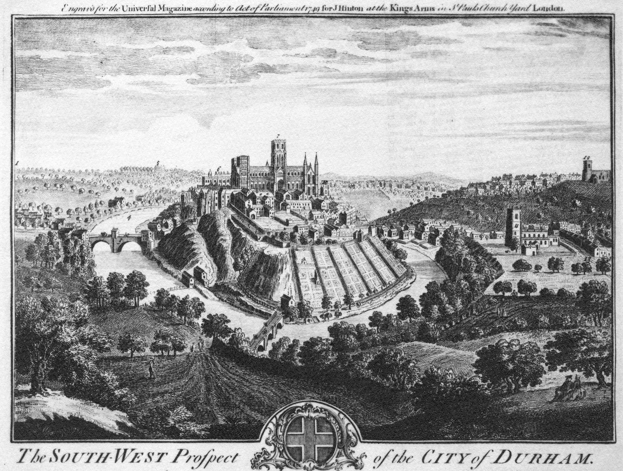 South-West Prospect of City of Durham, circa 1600 od English School