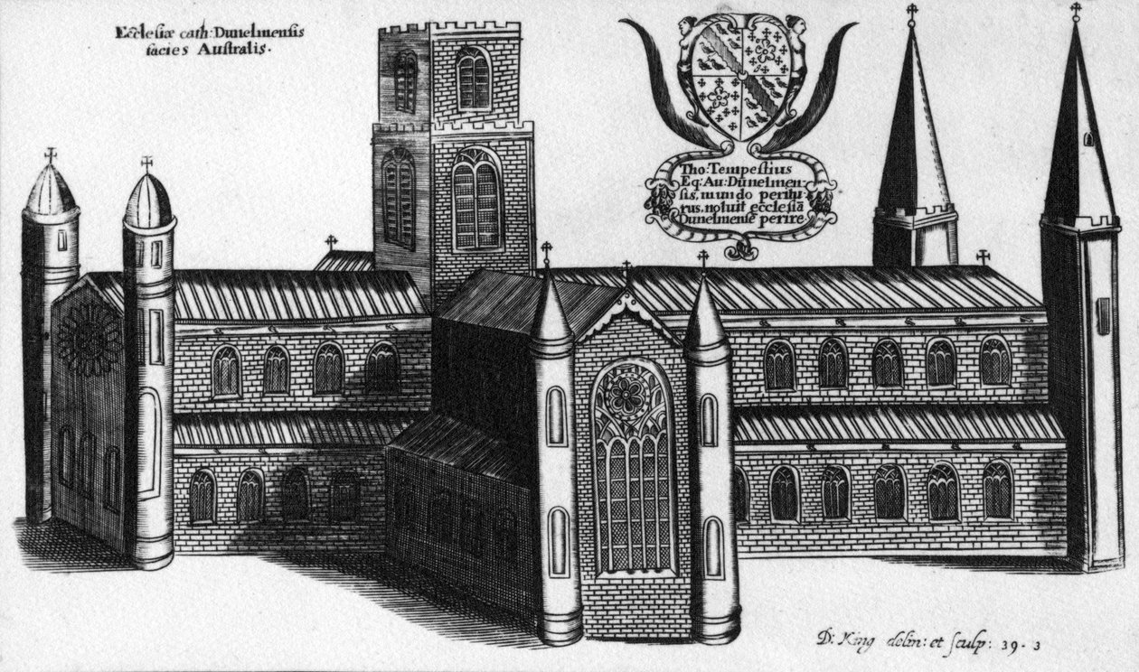 Jižní exteriér katedrály v Durhamu, 1660 od English School