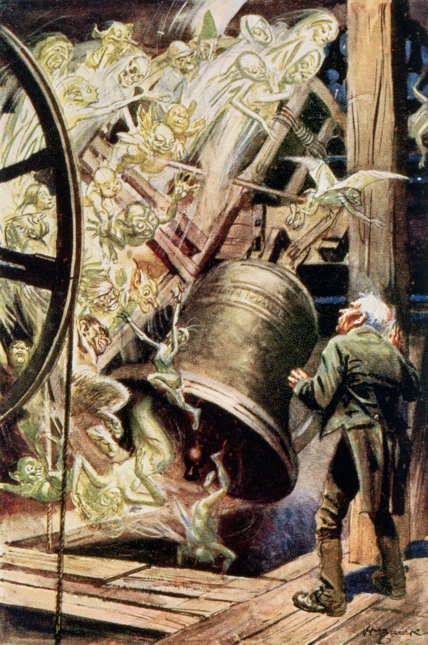 The Spirits of the Bells, ilustrace k The Chimes od Charlese Dickense (1812-70) 1845 (barevná rytina) od English School
