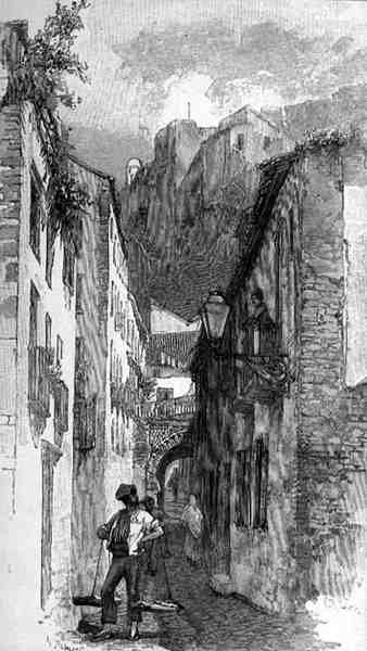 The Street Beneath the Alcazar, Malaga, Španělsko, z 