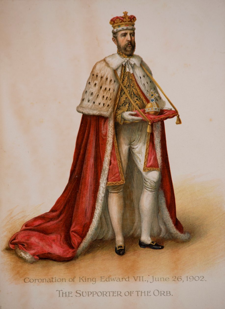 Podporovatel Orbu při korunovaci krále Edwarda VII od English School