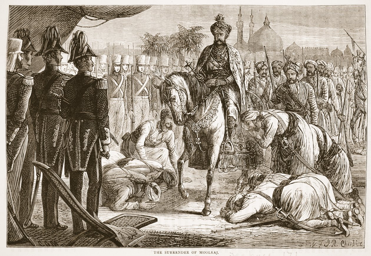 Kapitulace Moolraje, ilustrace z Cassells Illustrated History of England od English School