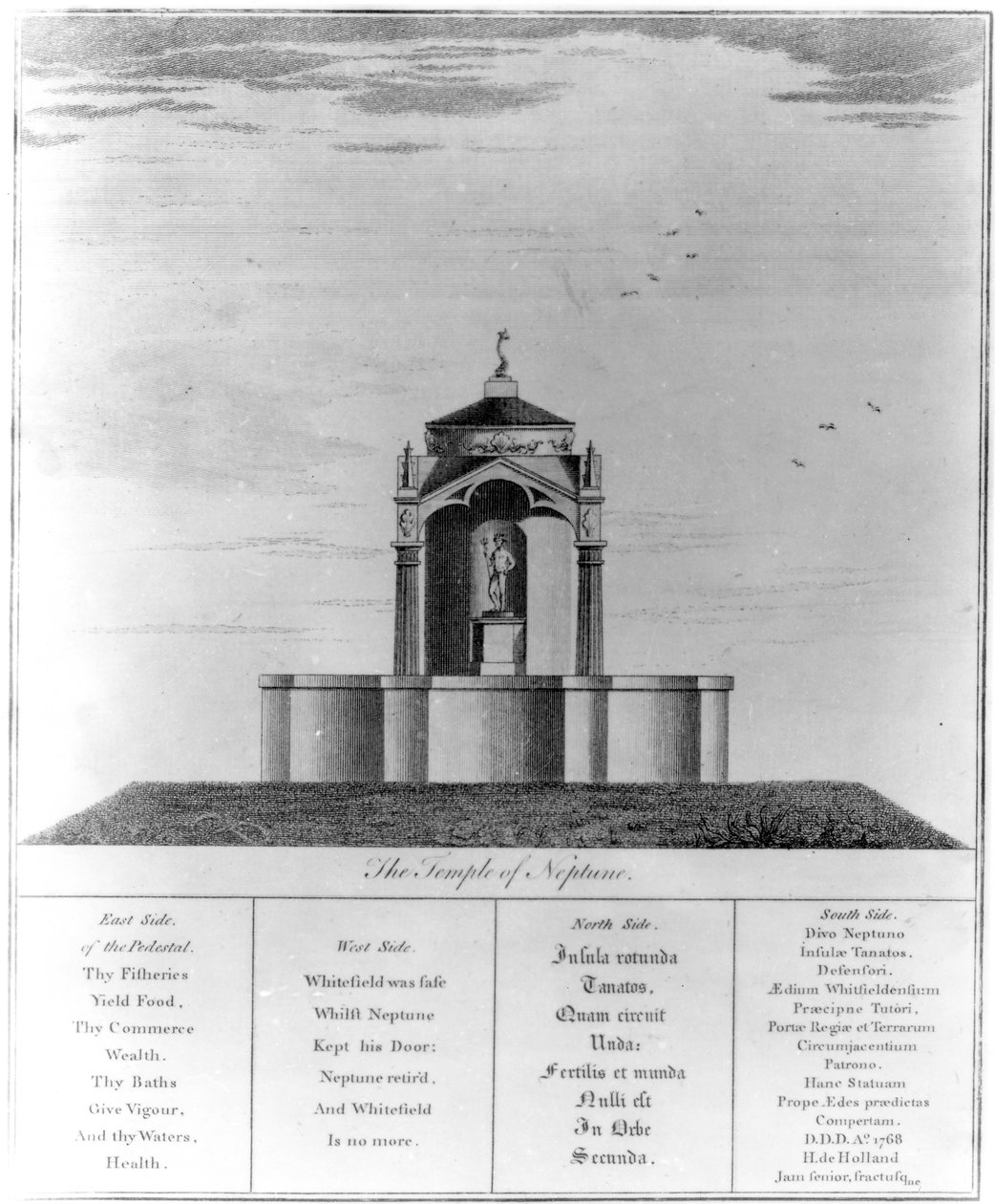 Neptunův chrám v Kingsgate na ostrově Thanet, 1768 od English School