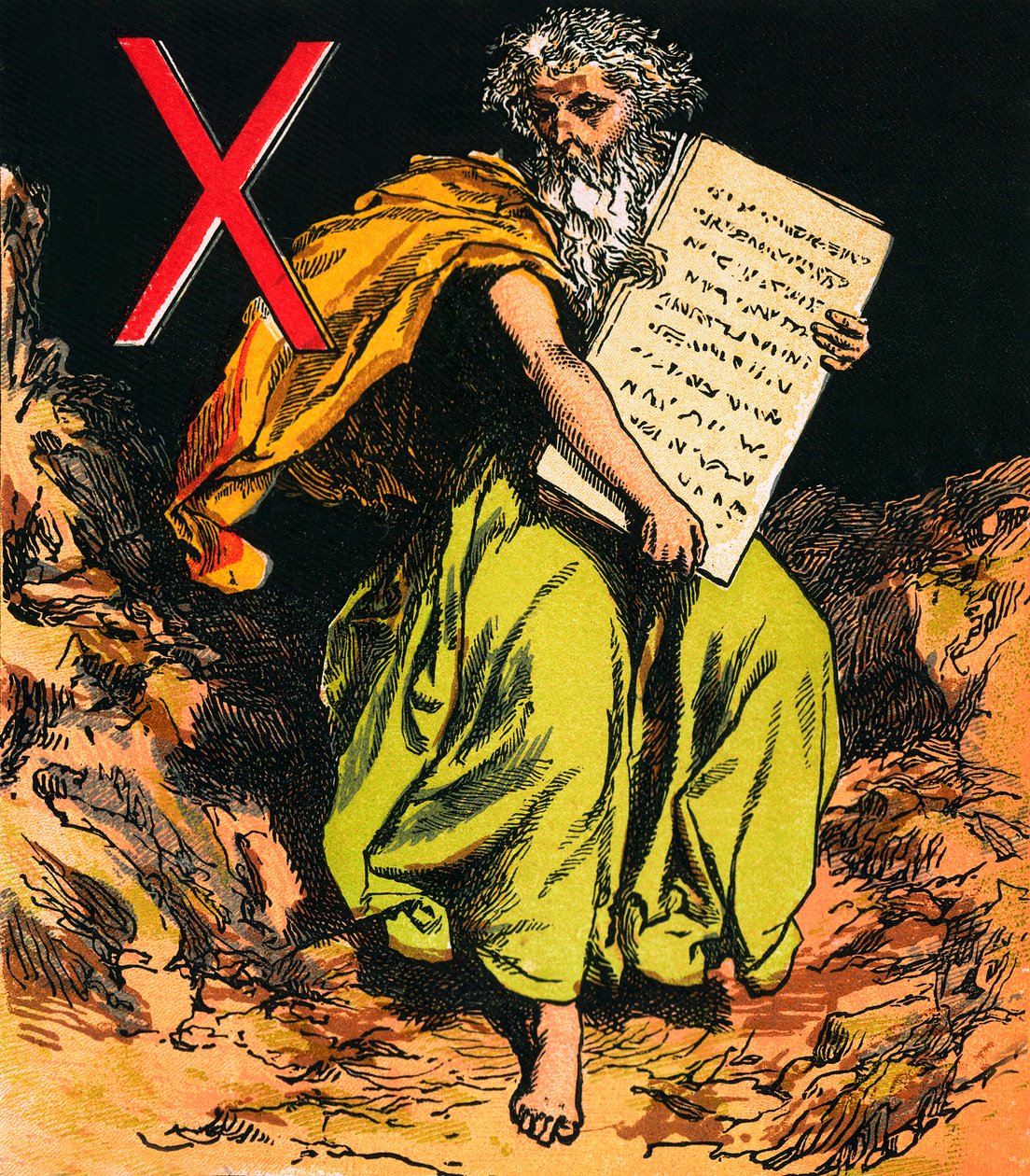 Desatero přikázání (barevná litografie) od English School