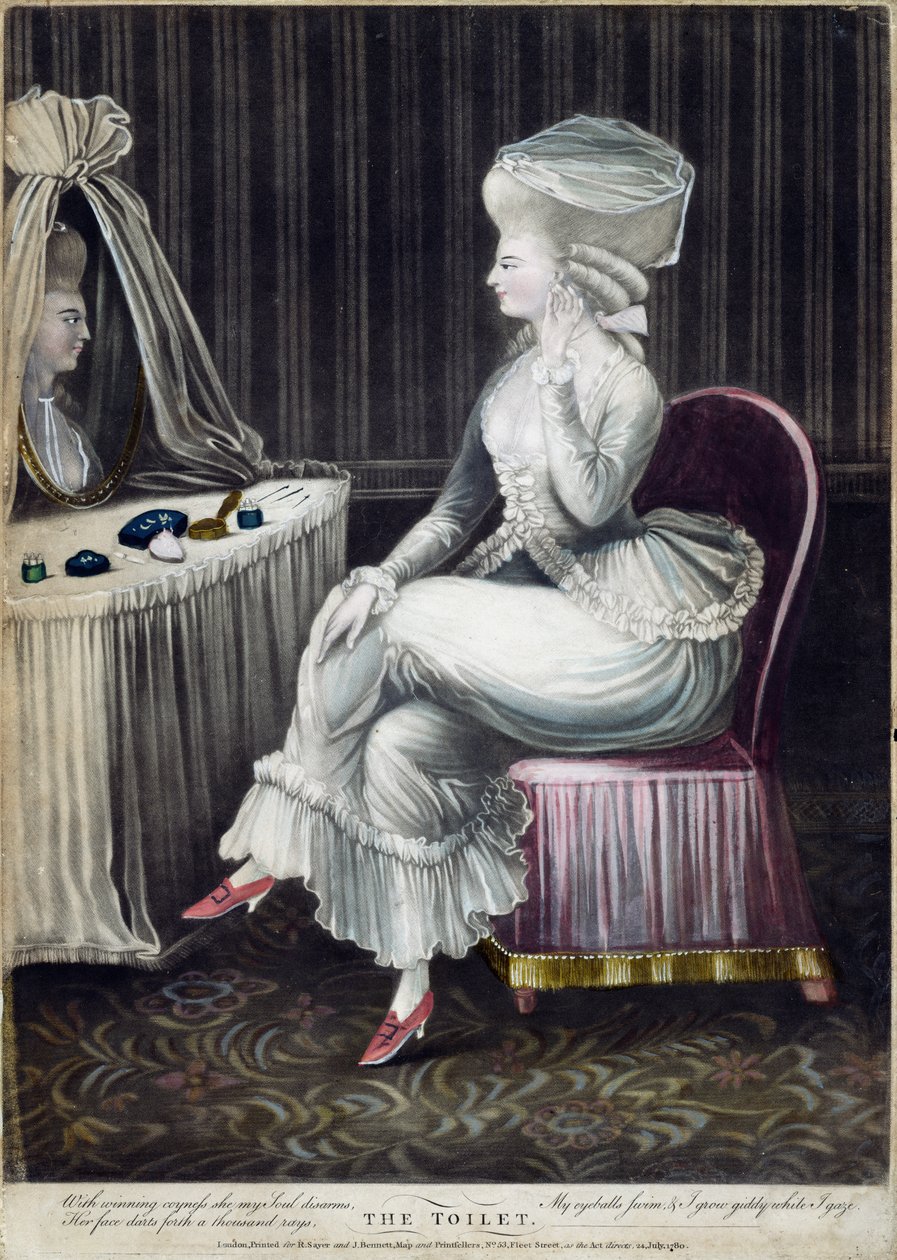 Záchod, hospoda. Robert Sayer a J. Bennett, 1780 (mezzotintová rytina) od English School