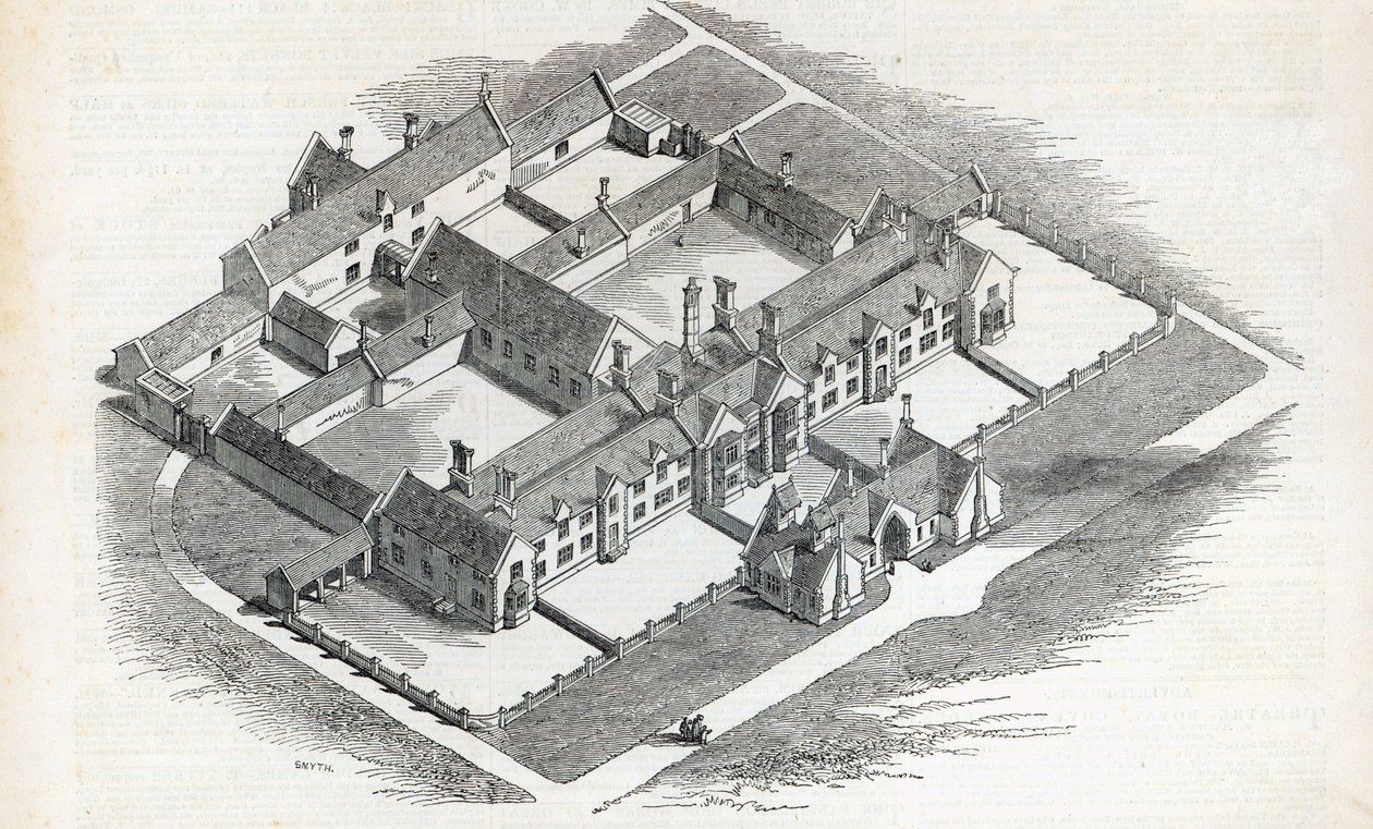 Union Workhouse, který má být postaven v Canterbury, z The Illustrated London News, 7. listopadu 1846 od English School