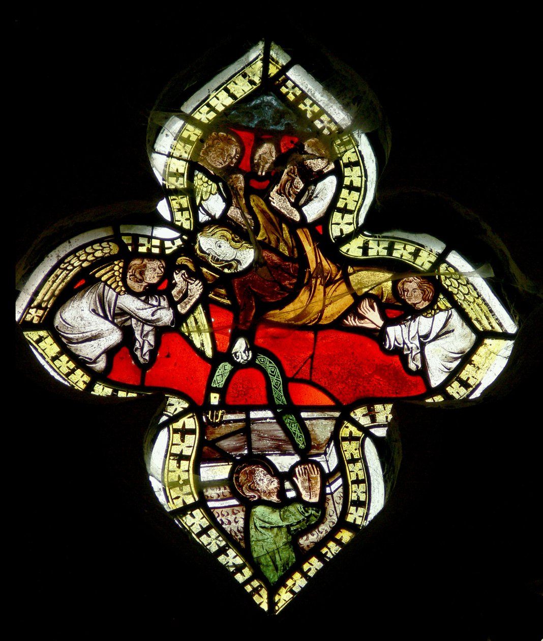 Panna při svém Nanebevzetí přenechává svůj pás svatému Tomášovi. c.1325-50 od English School