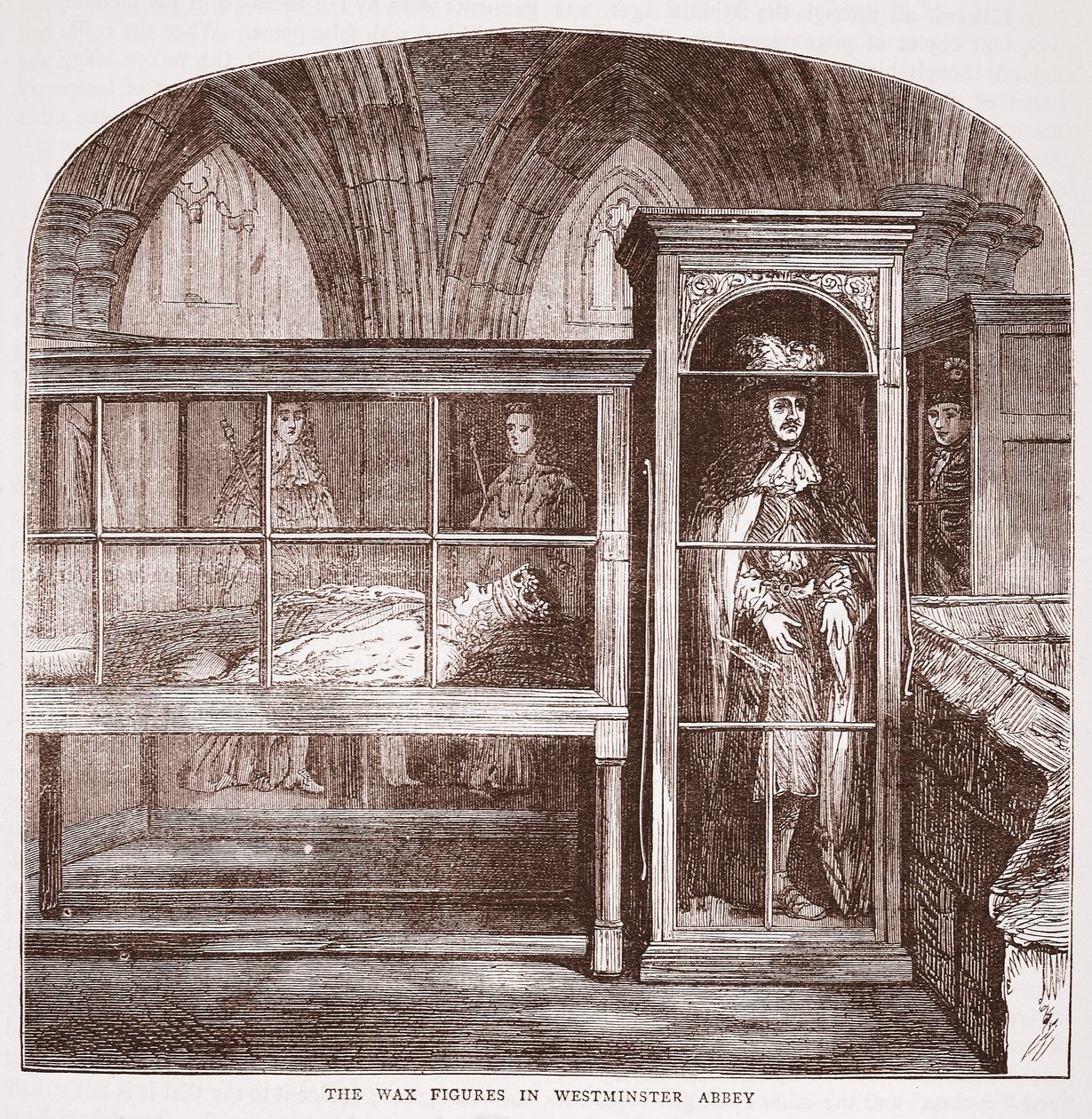 Voskové figuríny ve Westminsterském opatství, kolem roku 1880 od English School