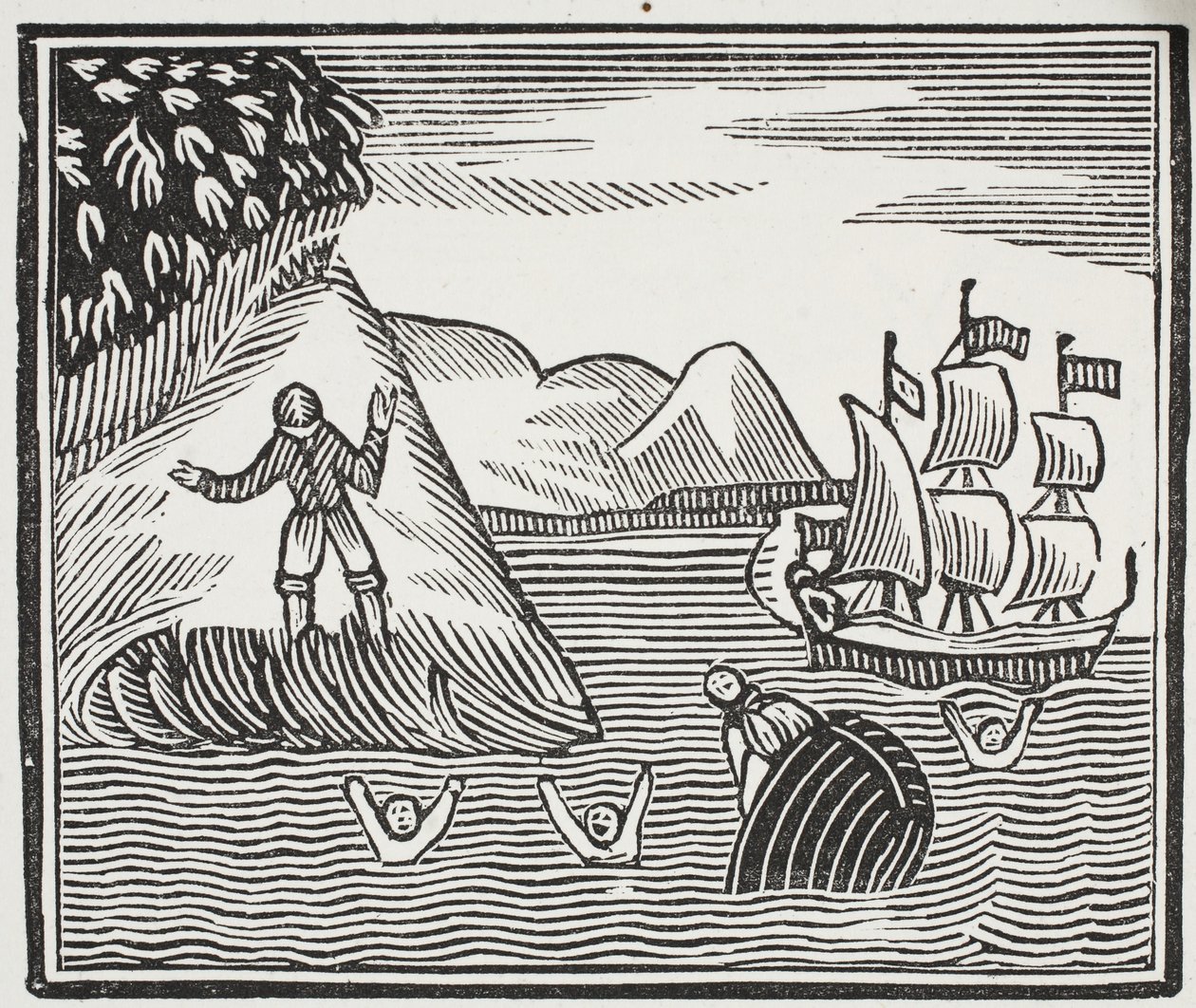 The Wreck, ilustrace z Chap-books of the Eighteenth Century od Johna Ashtona, pub. 1882 od English School