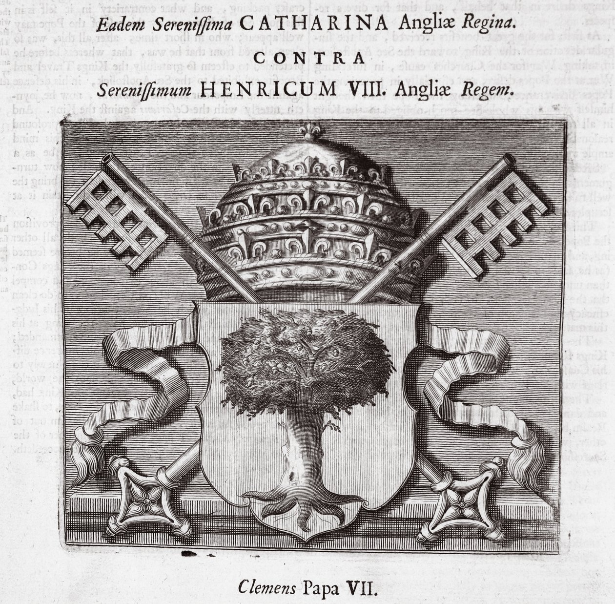 Ruce papeže Klementa VII., ilustrace ze Skutků a památek od Johna Foxe, deváté vydání, pub. 1684 od English School