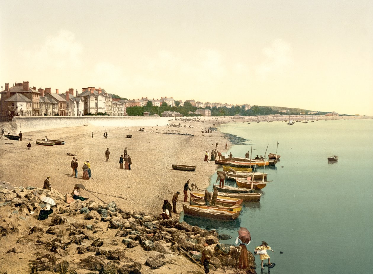 Pláž, Exmouth (ručně kolorovaná fotografie) od English School