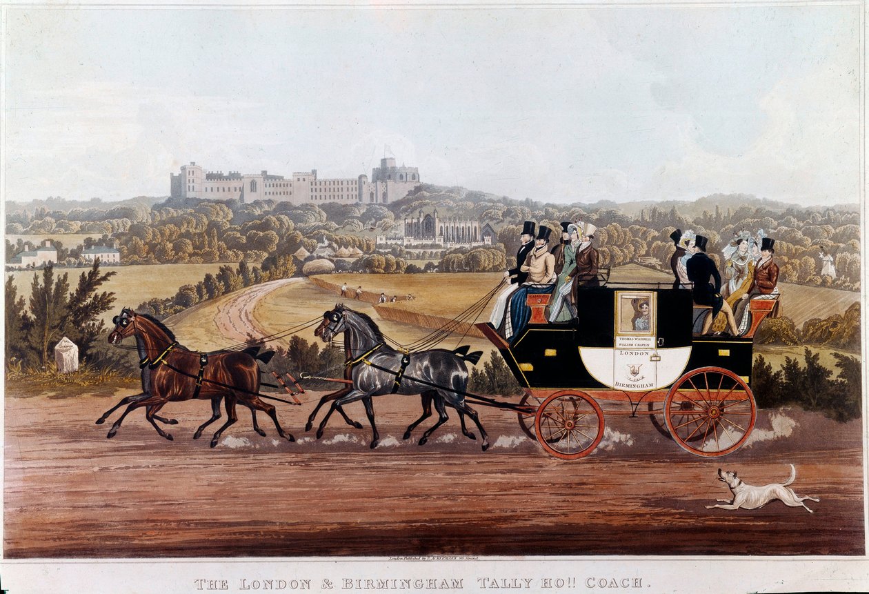 Trenér (pracovitost) spojující Birmingham s London Lithograph anglické školy. Soukromá sbírka 19. století od English School