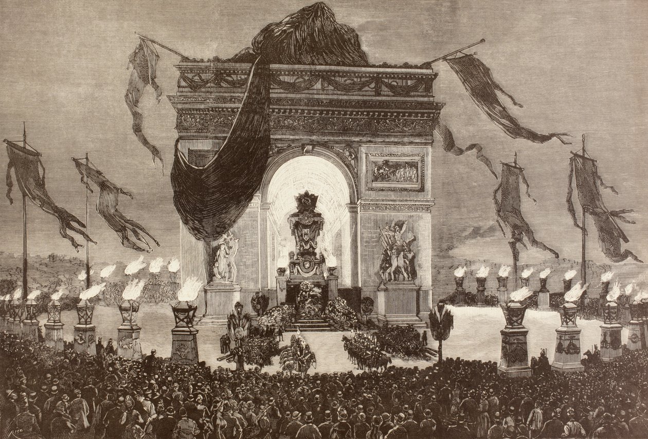 Rakev francouzského spisovatele Victora Huga (litho) od English School