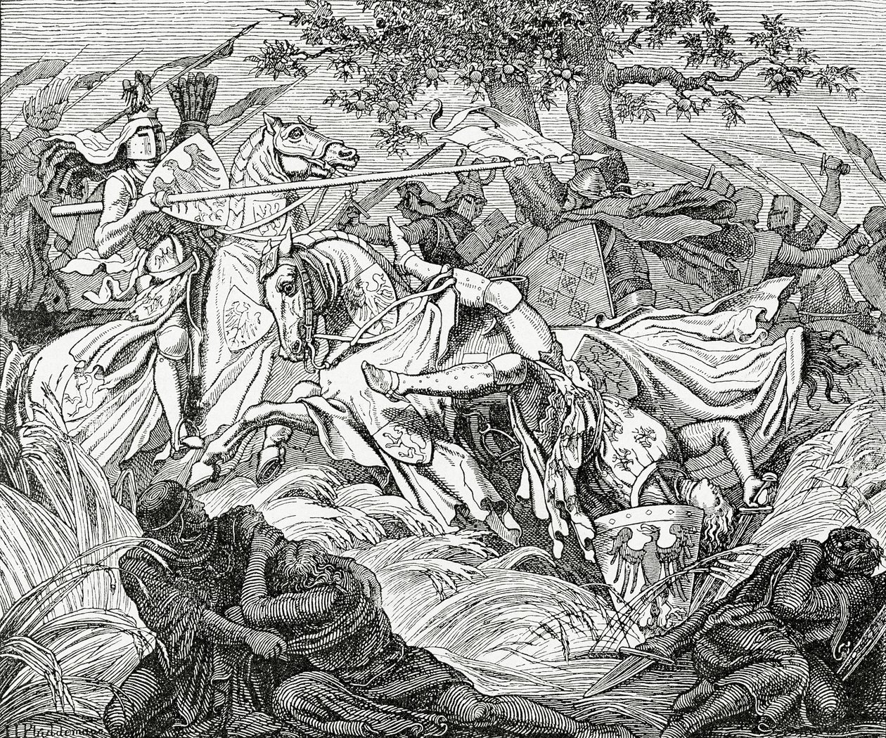 Smrt Manfreda v bitvě u Beneventa, 26. února 1266, 1882 od English School