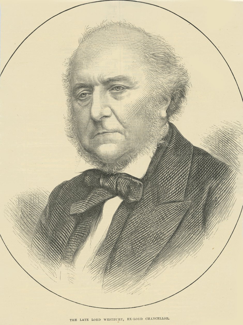Zesnulý lord Westbury, bývalý lord kancléř (rytina) od English School