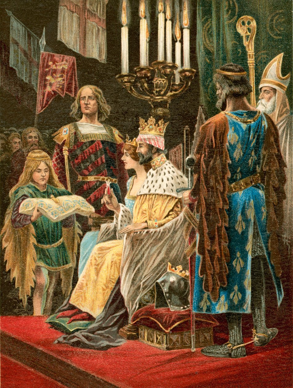 Druhá obětina Eduarda II. (barevná litografie) od English School