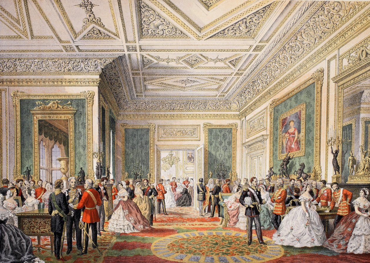 Podepsání oddací atestace z roku Památník svatby Eduarda VII. a Alexandry Dánské, pub. 1864 od English School