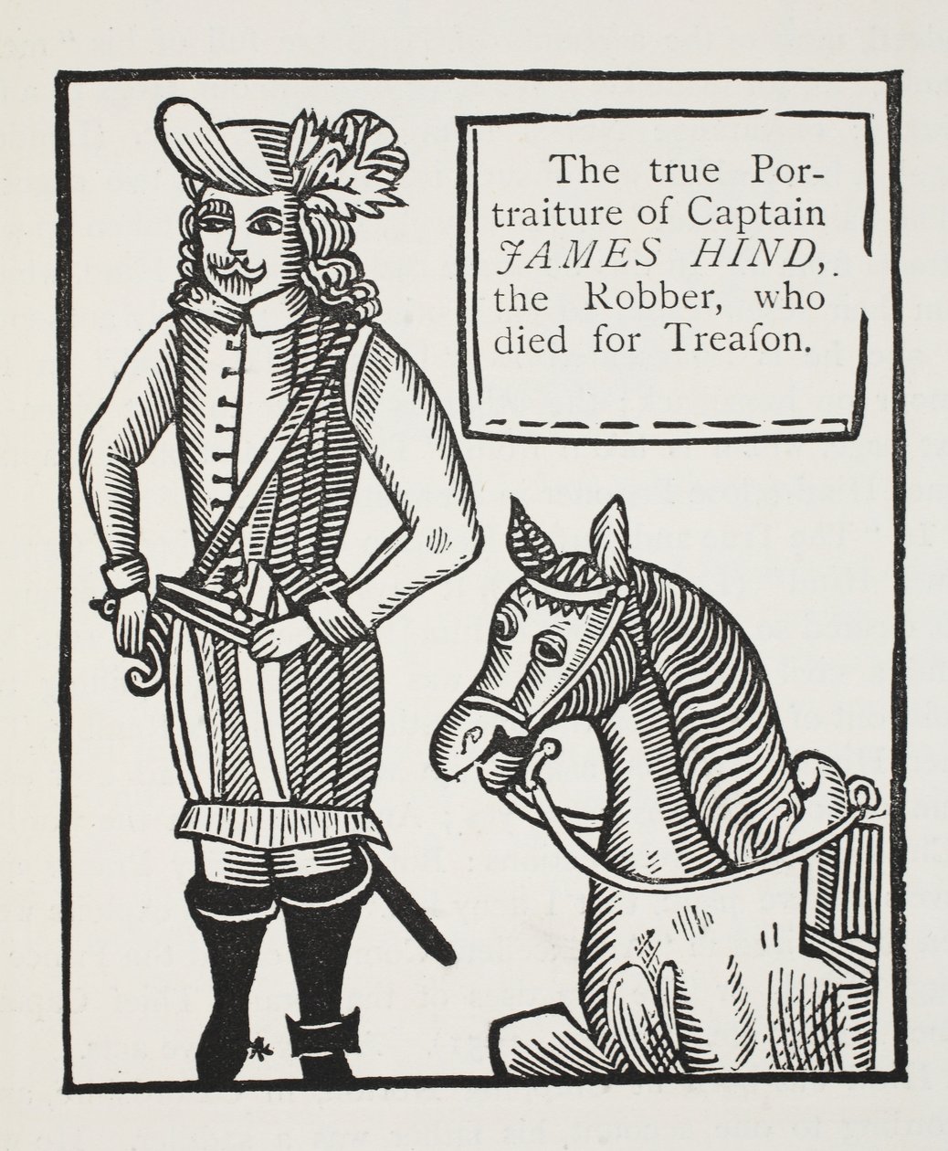 Skutečný portrét kapitána Jamese Hinda, lupiče, který zemřel na zradu, ilustrace z Chap-books of the Eighteenth Century od Johna Ashtona, hospoda. 1882 od English School