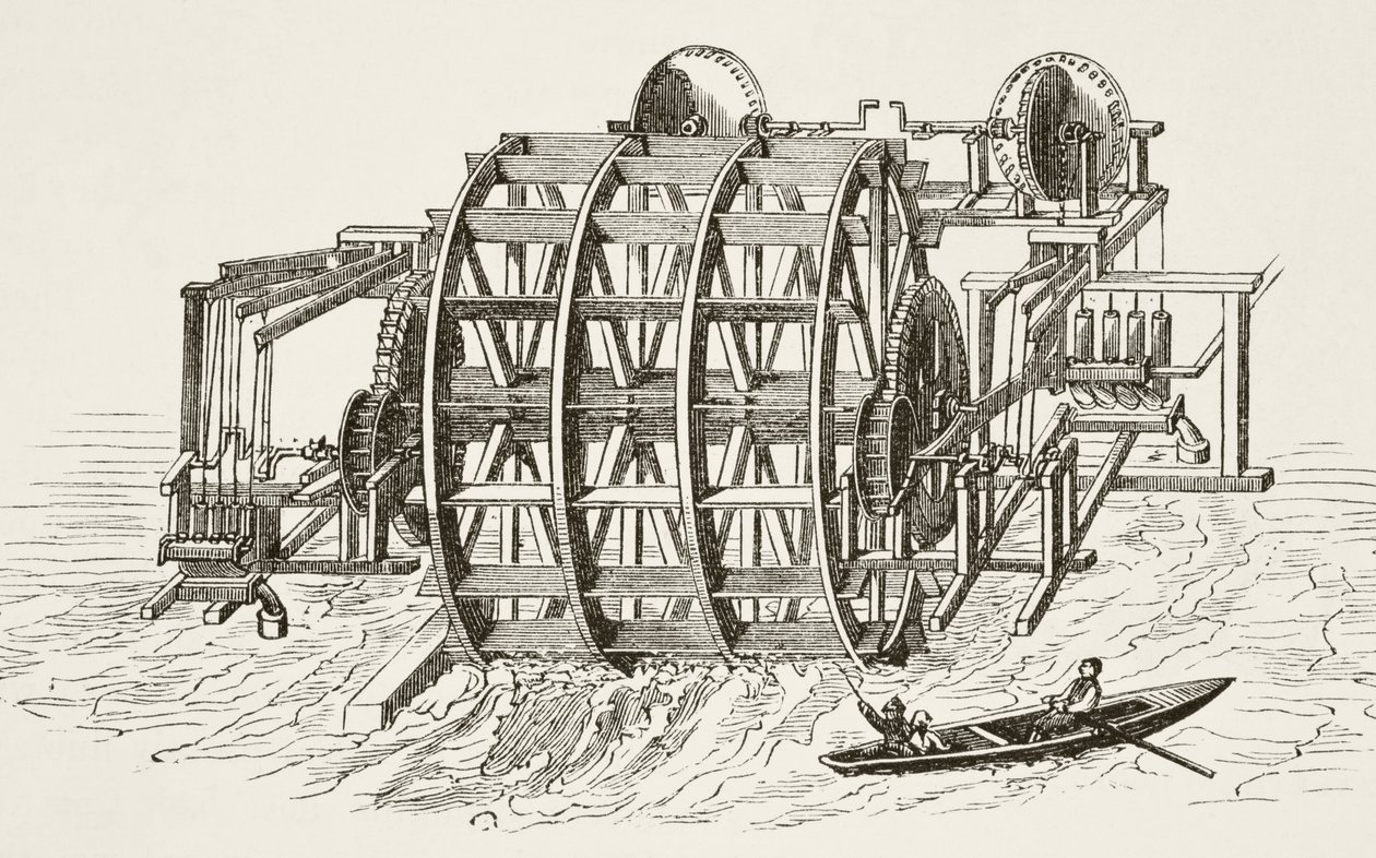 Vodárna London Bridge, poprvé postavená v roce 1582, z Národní a domácí historie Anglie od Williama Hickmana Smith Aubrey (1858-1916) publikovaná v Londýně, kolem roku 1890 od English School