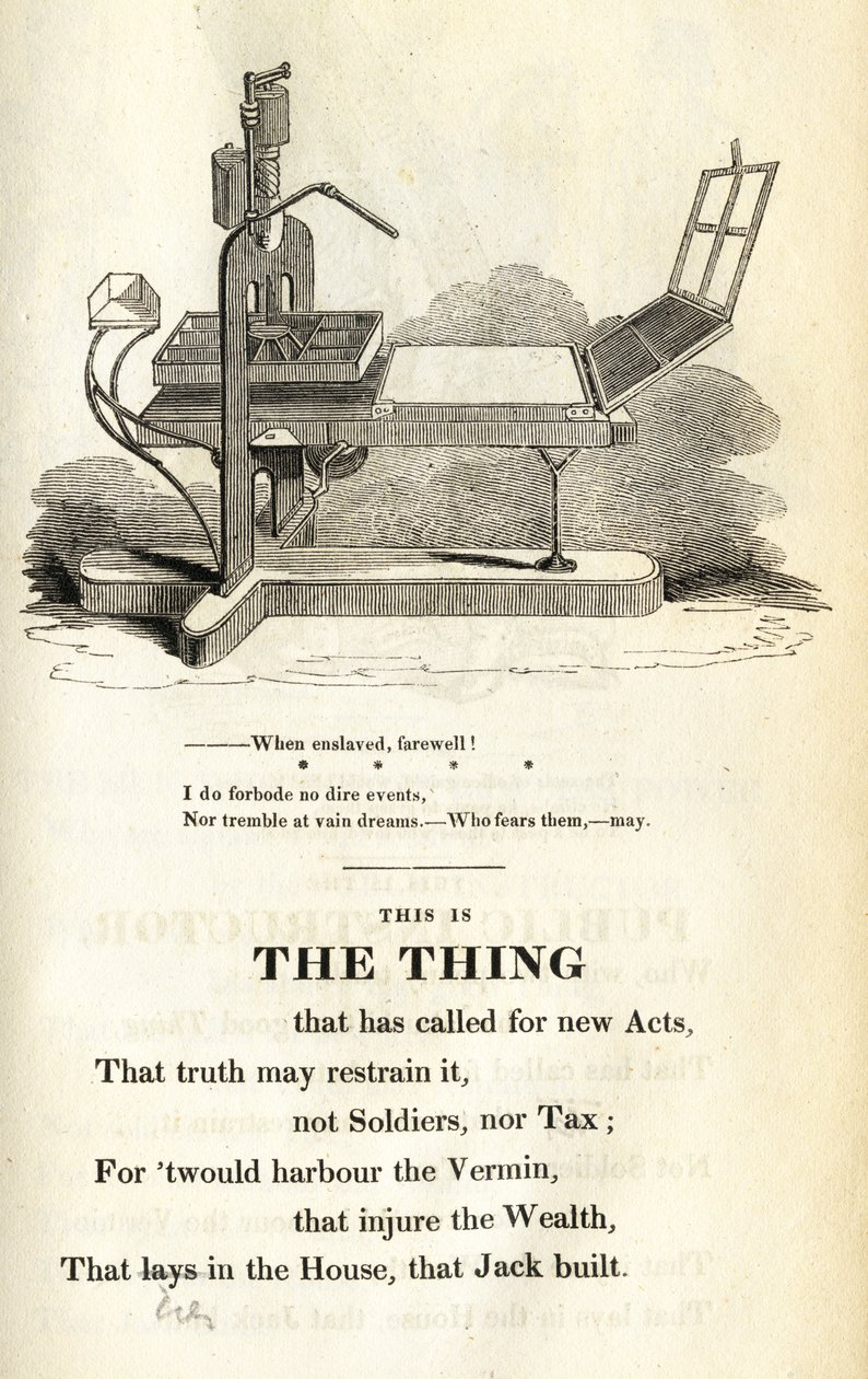 This is the Thing, ilustrace z The Political House that Jack Built William Hone, vydaná v roce 1819 od English School
