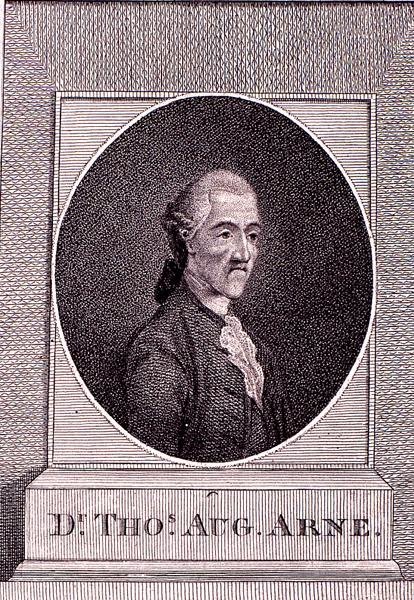 Thomas Augustine Arne (1710-78) (rytina) od English School