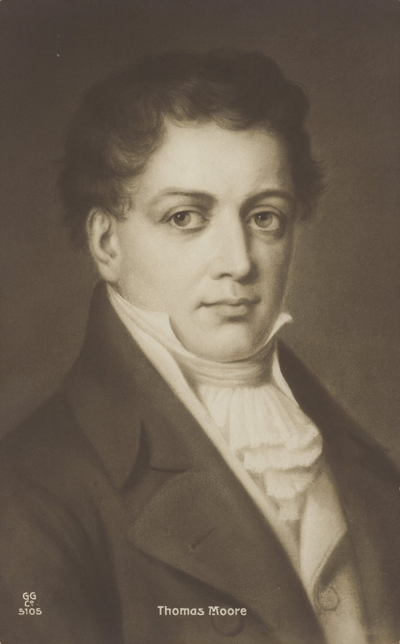 Thomas Moore (1779-1852), irský básník, zpěvák a bavič (litografie) od English School