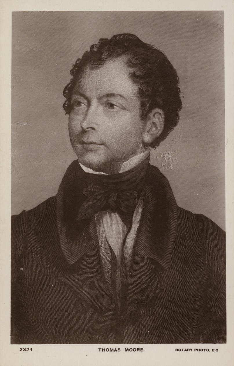 Thomas Moore (1779-1852), irský básník, zpěvák a bavič (litografie) od English School